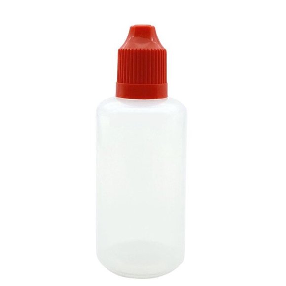 New Reusable 60ml Red Cap Clear Plastic Squeeze Dropper Bottles Pack of 10 - Picture 1 of 3